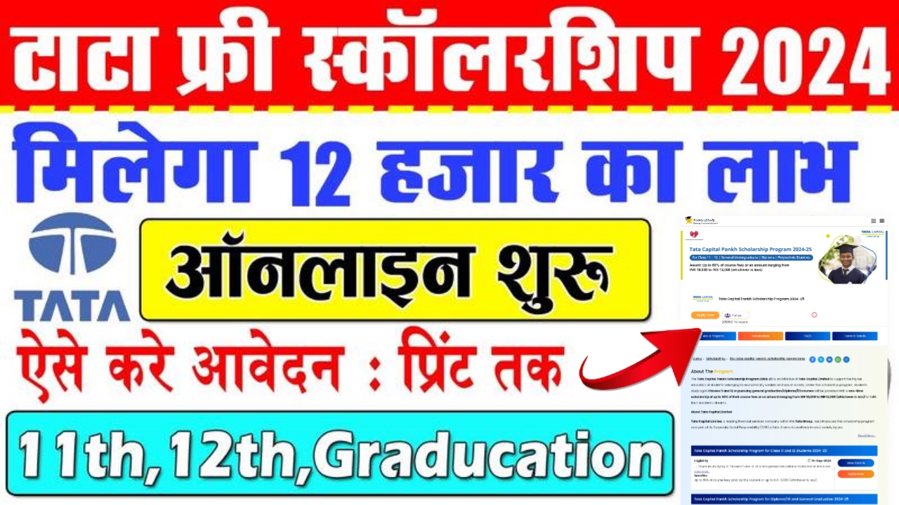 TATA Scholarship 2024-25 : Online Apply For 11th, 12th, Graduation & Diploma Courses Full Details Here:-