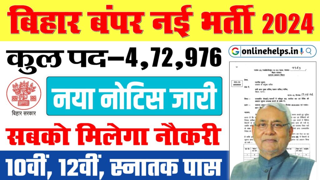 Bihar New Vacancy 2024 : बिहार में 5 लाख पदों पर होगी बंपर बहाली, इन 45 विभागों के लिए वैकेंसी लिस्ट जारी