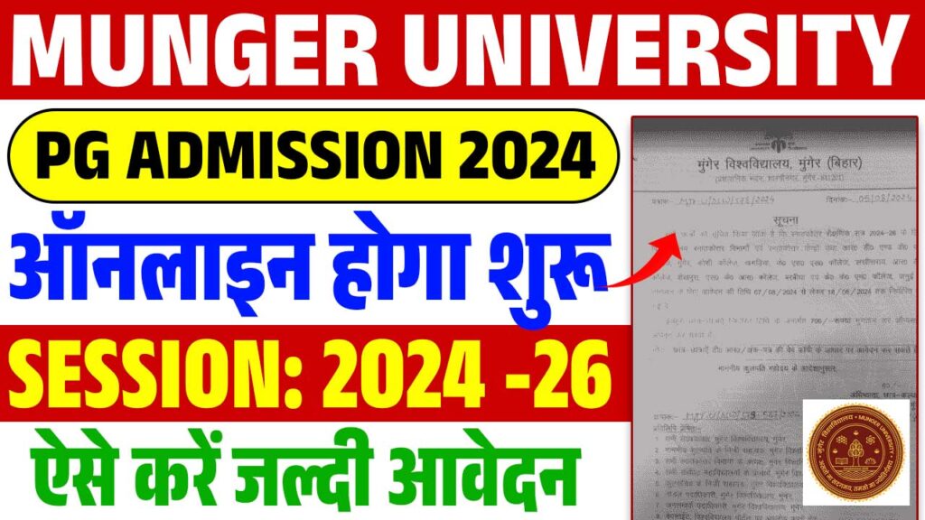 Munger University PG Admission 2024-26 : Online Apply (Start) For M.A, M.Com And M.Sc