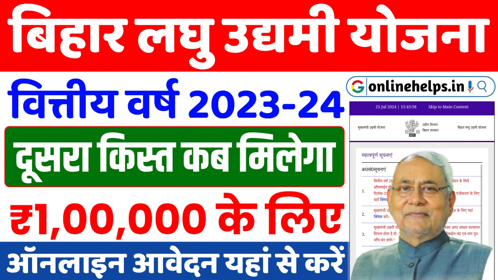 Bihar Laghu Udyami Yojana 2nd Installment 2023-24 : बिहार लघु उद्यमी योजना का दूसरा क़िस्त ₹1,00,000 रुपया इस दिन मिलेगा