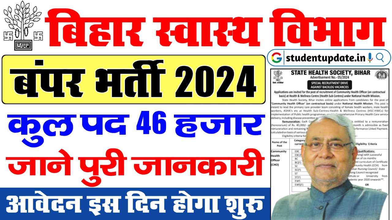 Bihar Health Department New Vacancy 2024 : बिहार के स्वास्थ्य विभाग में होगी 12 हजार नर्स सहित अन्य 46 हजार पदों पर बंपर बहाली