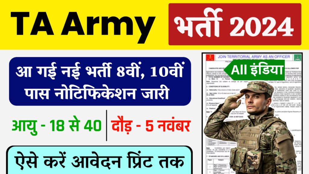 Territorial Army Rally Bharti 2024 Notification Out : प्रादेशिक सेना रैली भर्ती 2024 के लिए यहां से करें आवेदन