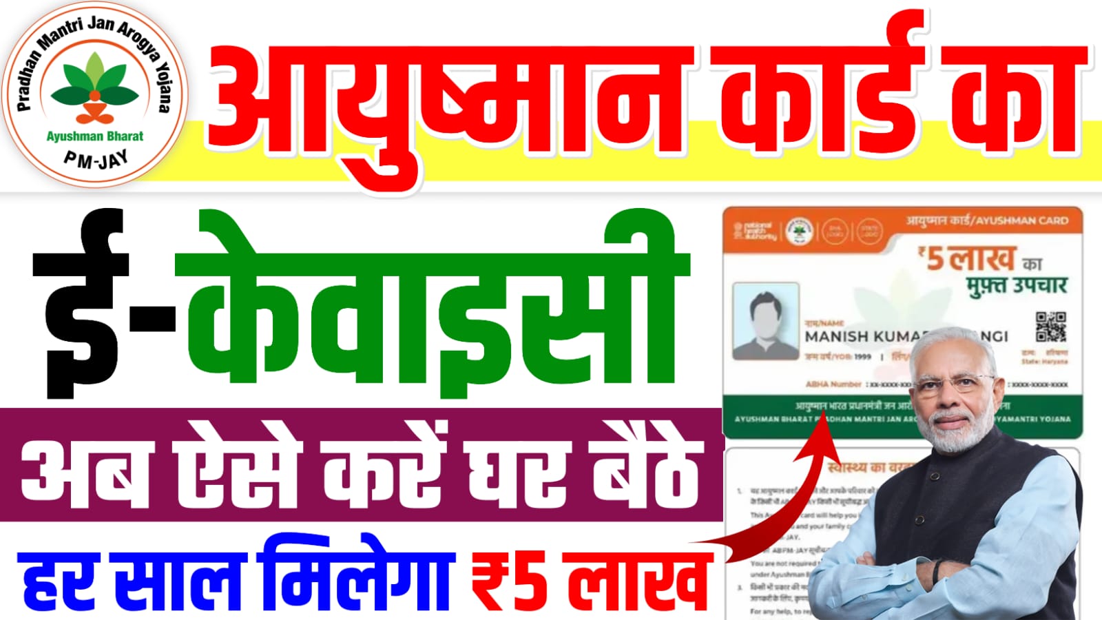 Ayushman Card e-KYC 2024 : आयुष्मान कार्ड का ई-केवाइसी होना शुरू, जल्दी करें मिलेगा हरेक साल ₹5 लाख का लाभ