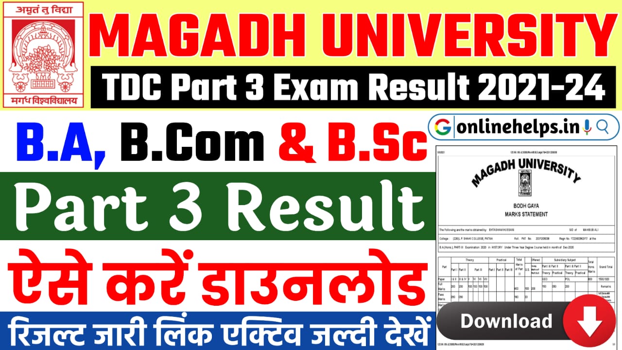 Magadh University Part 3 Result 2021-24