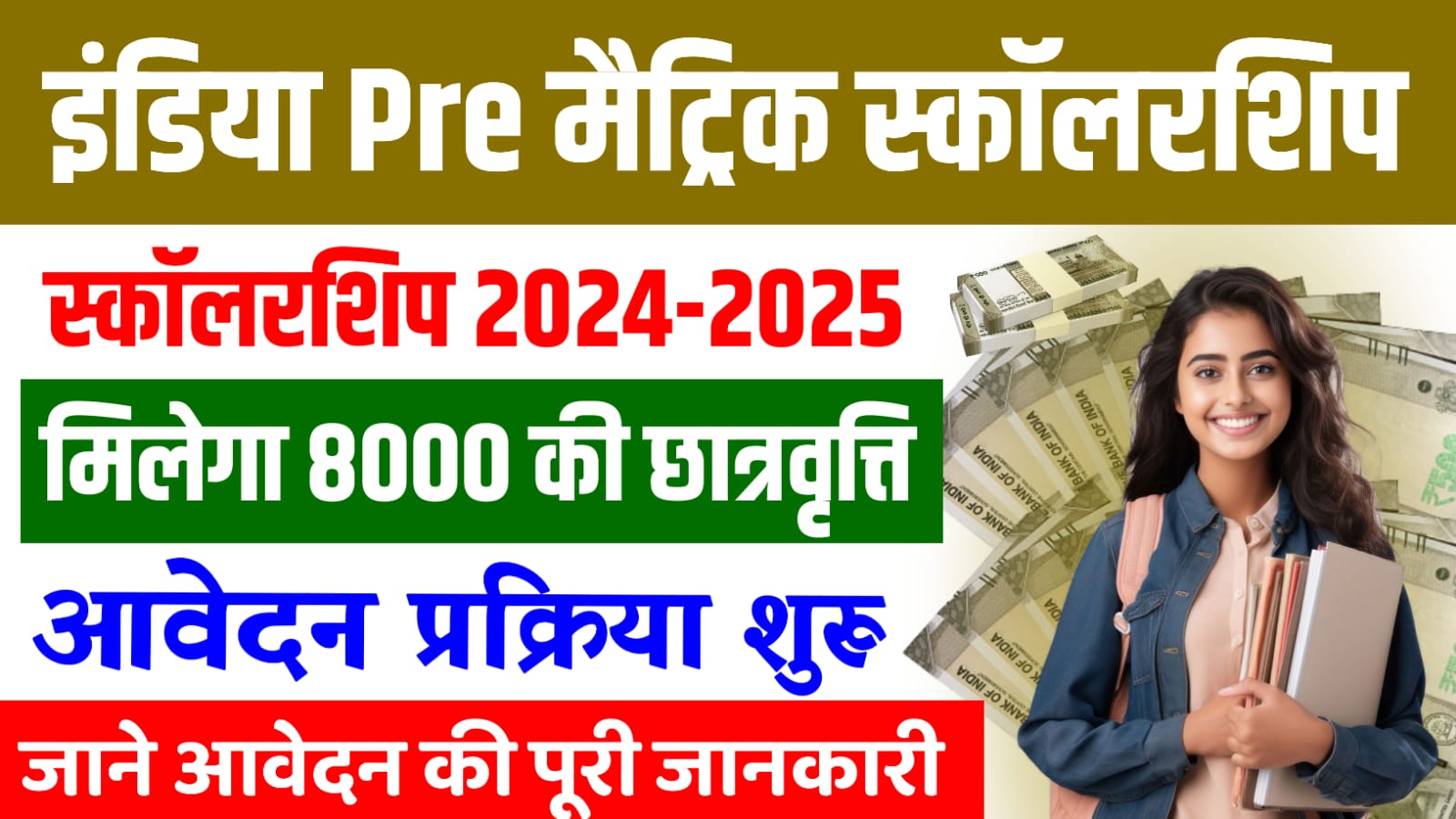 India Pre Matric Scholarship 2024-25 : प्री-मैट्रिक स्कॉलरशिप के लिए ऑनलाइन शुरू, मिलेगा ₹8,000 रूपये तक का छात्रवृति